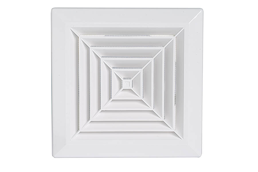 Stropna plastična kvadratna prezračevalna rešetka z mrežico, Φ125mm